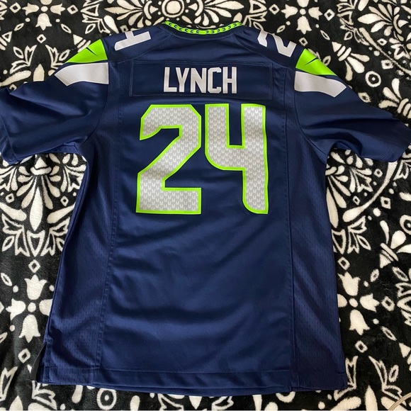Mens Seattle Seahawks Marshawn Lynch Nike College Navy Jersey Size: Men’s SMALL - Picture 4 of 4